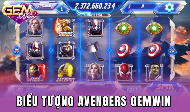 Nhiều biểu tượng Avengers Gemwin với hệ số thưởng