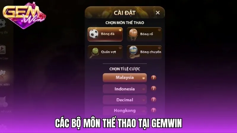 Hệ sinh thái các bộ môn cá cược thể thao Gemwin