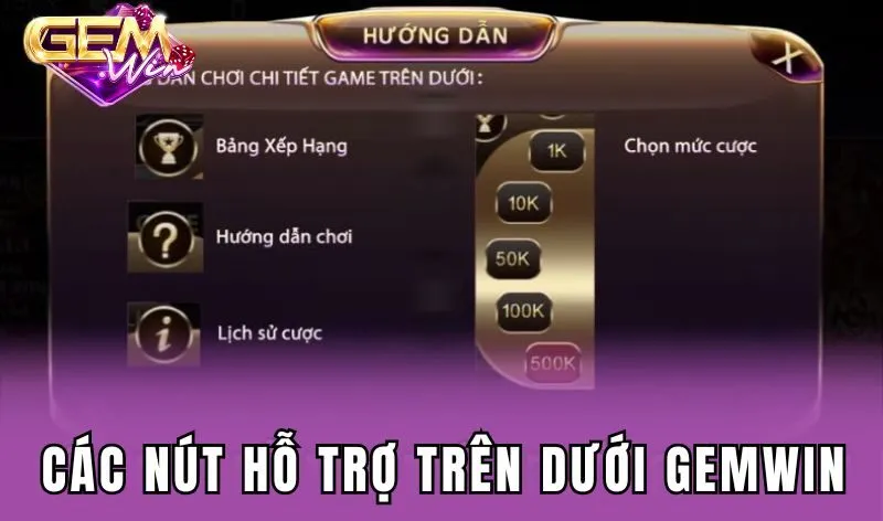 Các nút hỗ trợ trong Trên dưới Gemwin