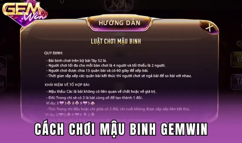 Cách chơi Mậu binh Gemwin