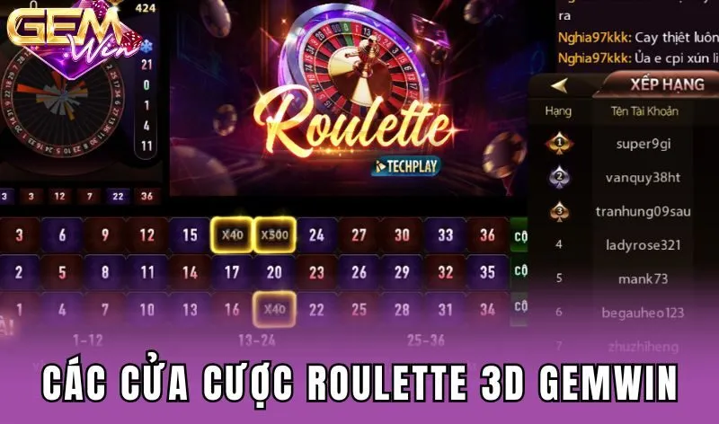 Các cửa cược Roulette 3D Gemwin