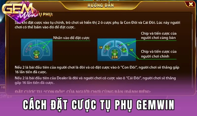 Cách đặt cược trong Xì dách Gemwin