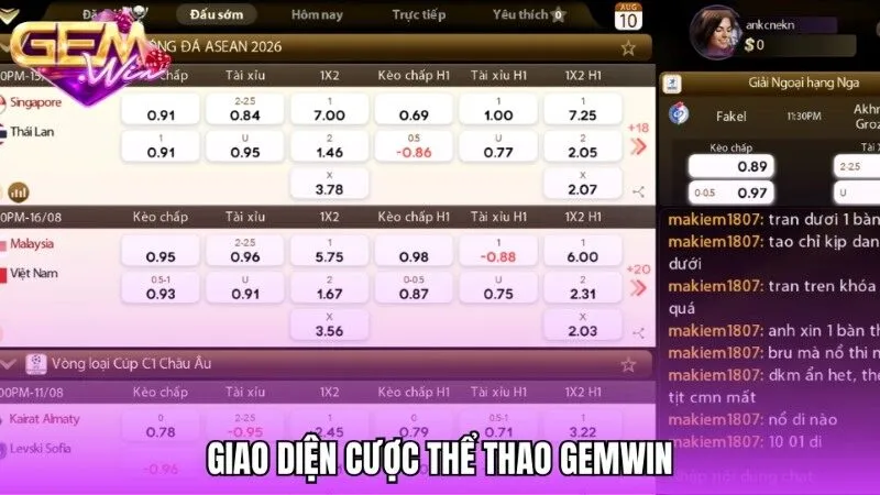 Các bước thiết lập giao diện để cược thể thao Gemwin
