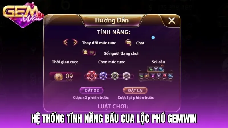 Hệ thống tính năng thông minh của Bầu cua lộc phú Gemwin