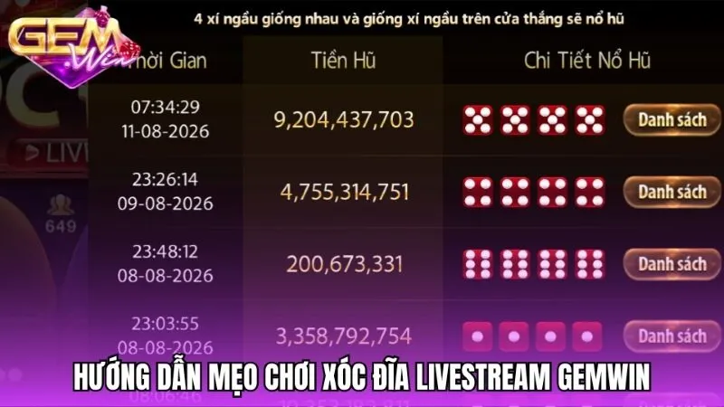 Hướng dẫn chơi và các mẹo chơi Xóc đĩa livestream Gemwin