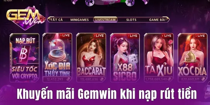 Khuyến mãi Gemwin nạp tiền định kỳ và ưu đãi cuối tuần