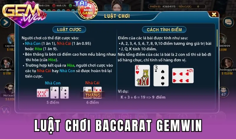 Luật chơi Baccarat Gemwin cơ bản