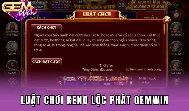 Luật chơi Keno lộc phát Gemwin