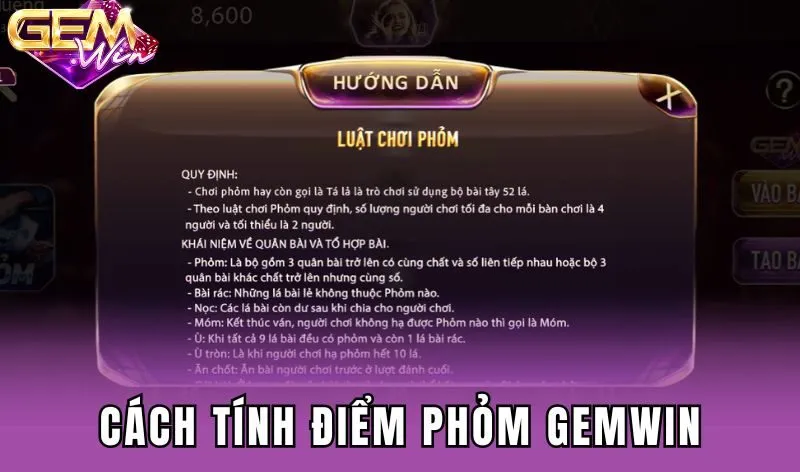 Cách tính tiền trong phỏm Gemwin