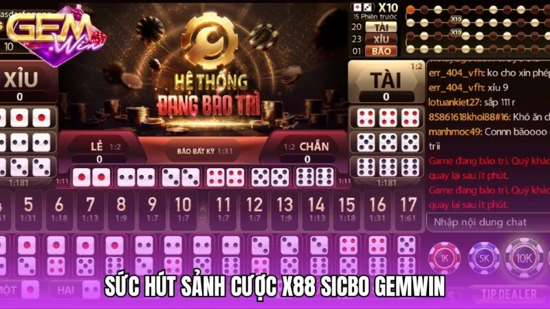 Sức hút từ sảnh cược X88 Sicbo Gemwin