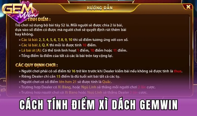 Cách tính điểm Xì dách Gemwin