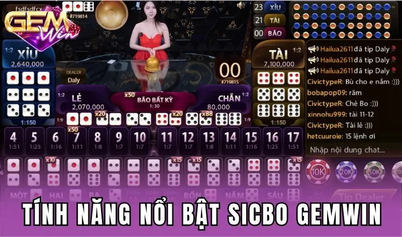 Tính năng nổi bật của Sicbo Gemwin