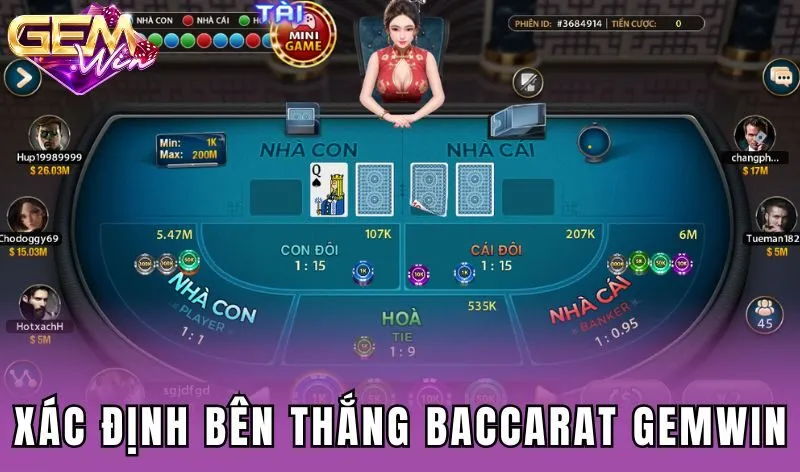 Cách xác định bên thắng Baccarat Gemwin